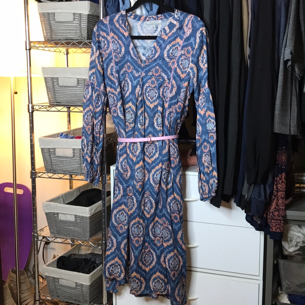 BNWOT Beautiful Blue and Pink Orange Dress!